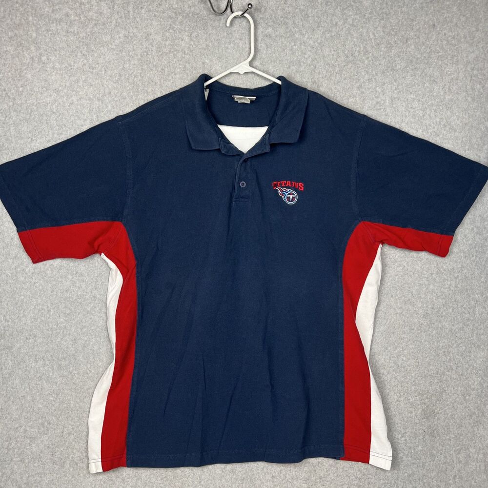Tennessee Titans Polo Shirt Blue Adult XXL Pro Elite NFL Football Y2K Cotton